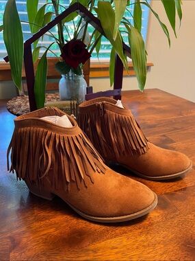 J ADAMS Marrow Fringe Ankle Boot Women’s 8 Tan